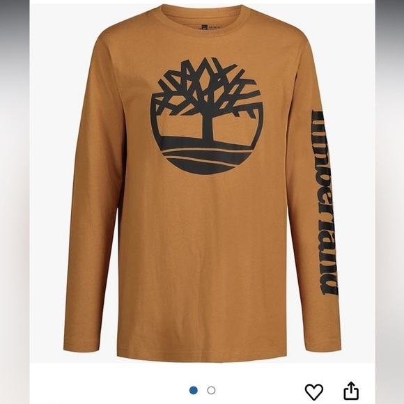 Timberland LG 14/16 Brown Long Sleeve Logo TShirt Cotton Casual Crew Neck shirt - Picture 3 of 16